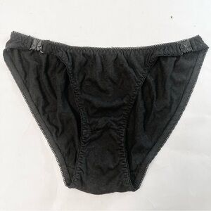 Vintage 90’s Y2K Black Cotton Brief Panties Underwear Butterfly Side Fasteners